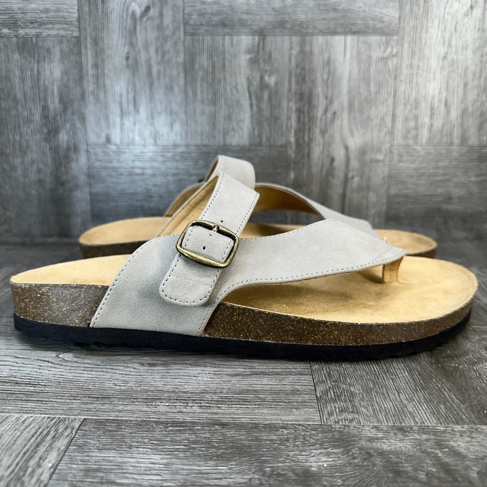 Cliffs by White Mountain Gilda Sandal Women 11‎ Gray Thong Slide Comfort NEW
